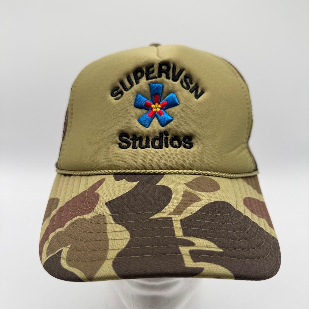 Supervsn Studios Duck Camo Trucker Hat Tan Brown Snapback Cap